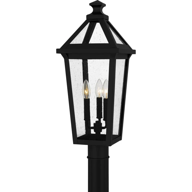 Matte Black Three Light Outdoor Post Mount from the Boulevard Collection