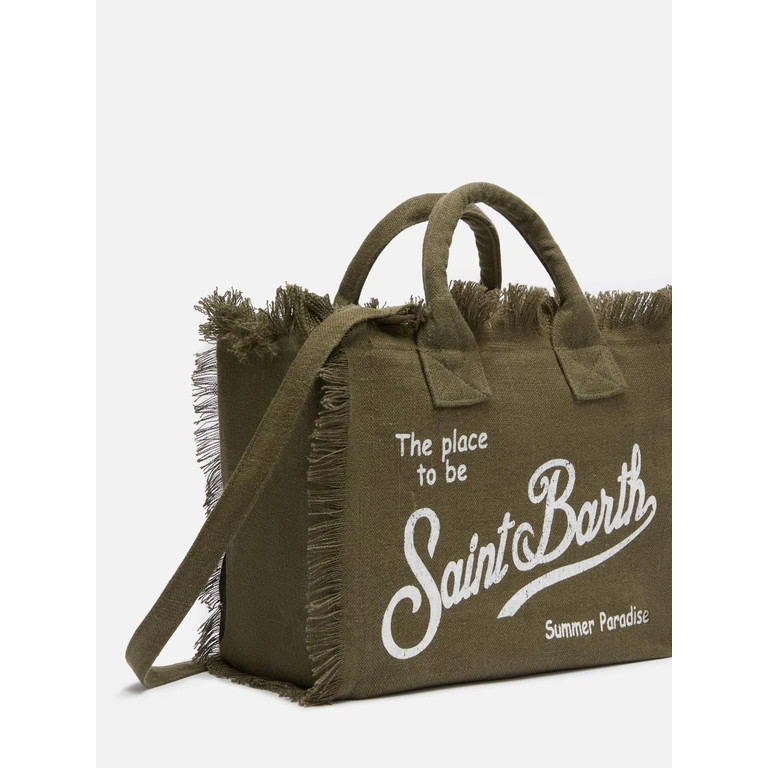 Mc2 Saint Barth Colette Military Green Handbag Linen Bag - Unisex
