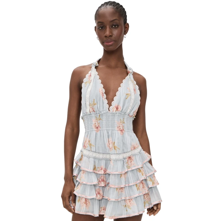 LoveShackFancy Kerch Mini Dress Rustic Sky XXS