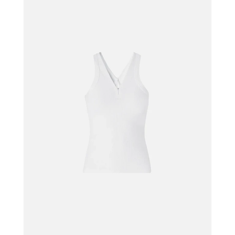 Pinko - Débardeur côtelé à col en V et logo PINKO - XS