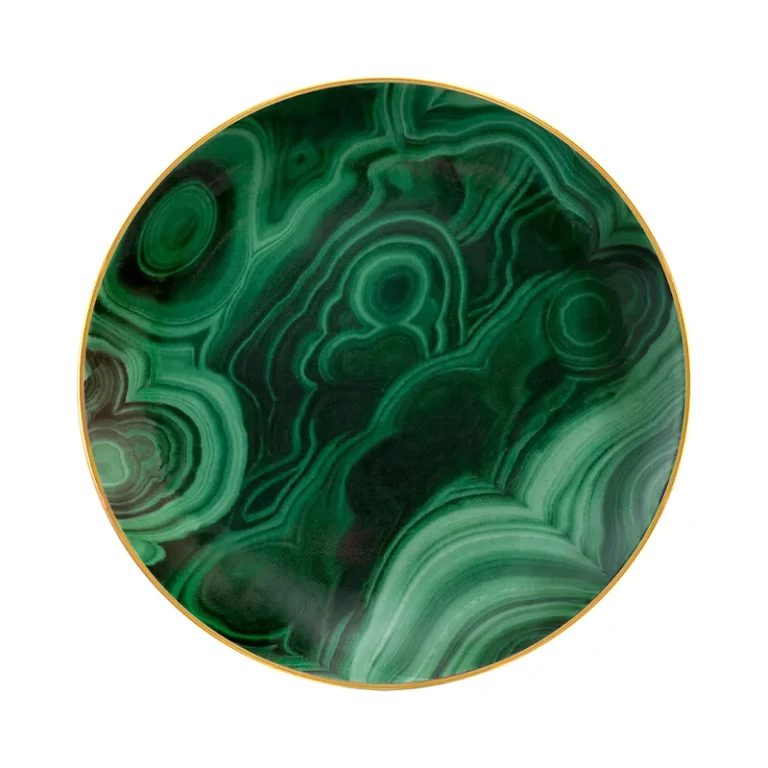 L'Objet Malachite Canape Plate, Set of 4