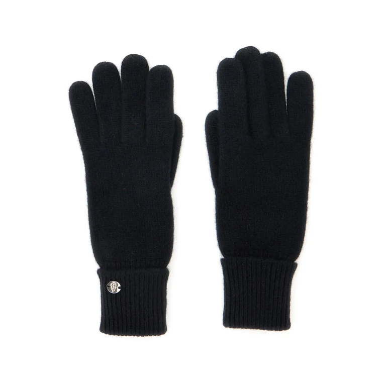 Helen Kaminski blaire Black Gloves With Logo Plaque Detail On The Front And Ribbed Details In Cashmere Woman