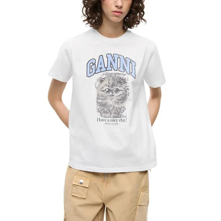 Ganni Relaxed Jersey Kitty Graphic Tee
