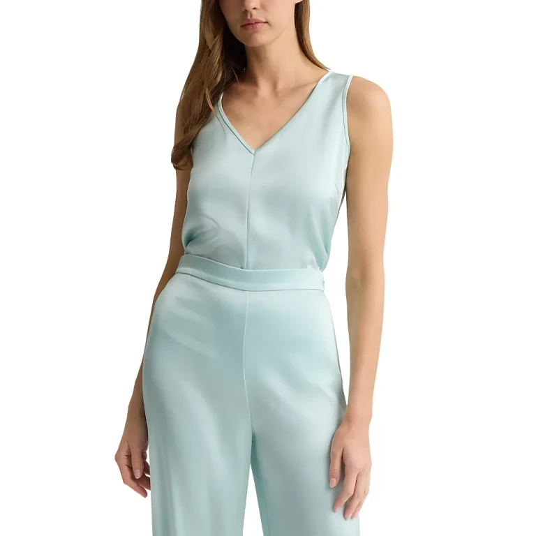 St. John Liquid Satin V Neck Top