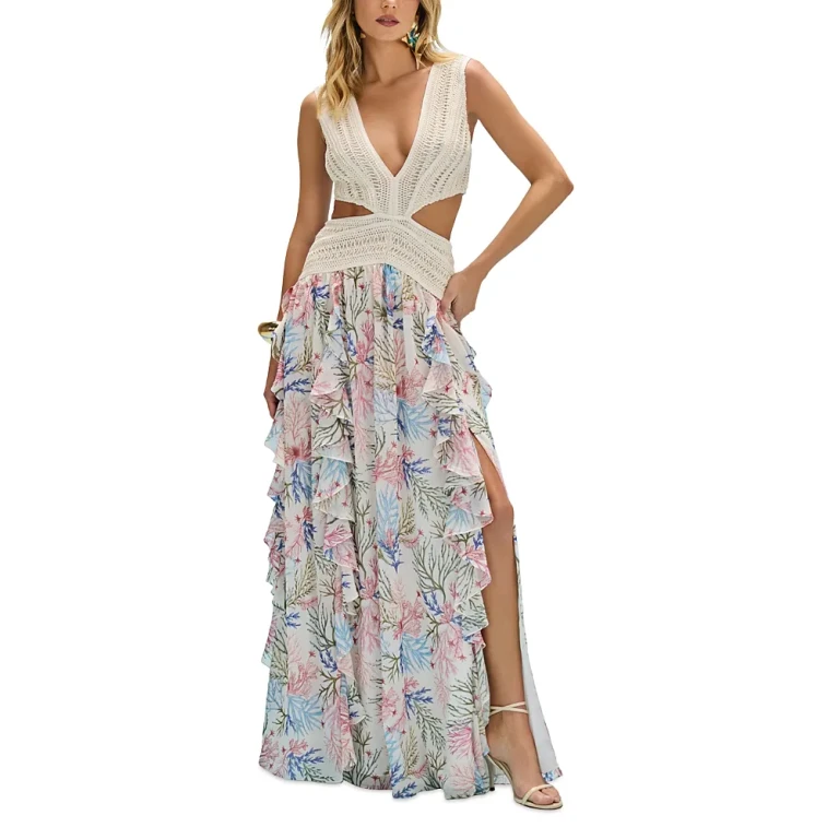 PatBO Seaweed Trim Maxi Dress