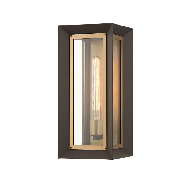 Textured Bronze Patina Brass One Light Outdoor Wall Sconce from the Lowry Collection