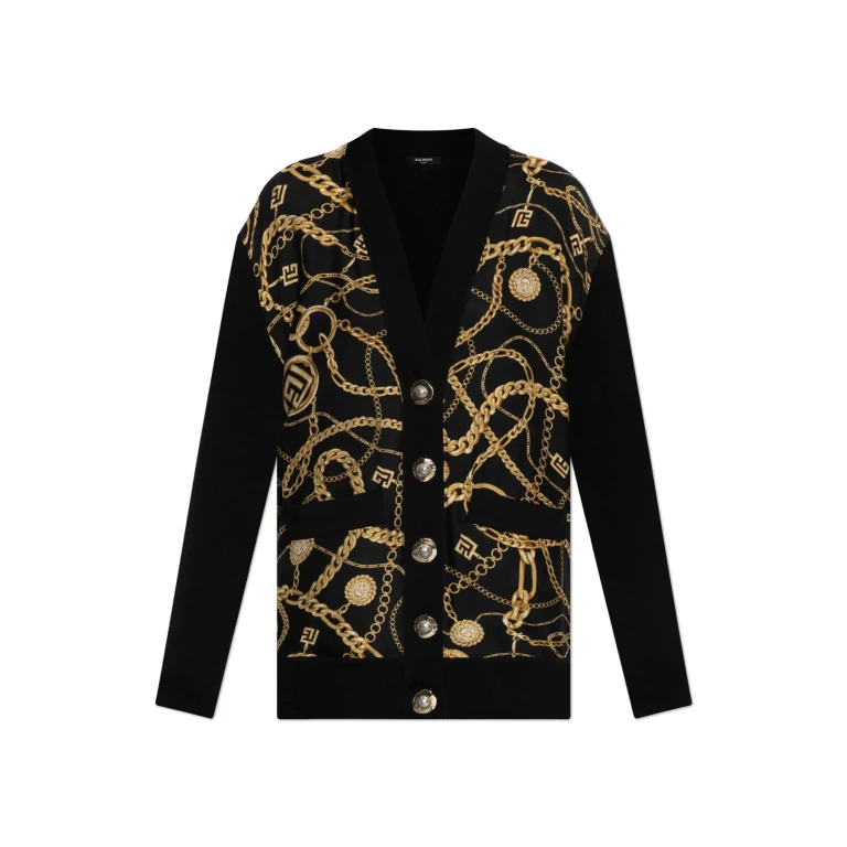 Balmain Cardigan With Combined Fabrics
