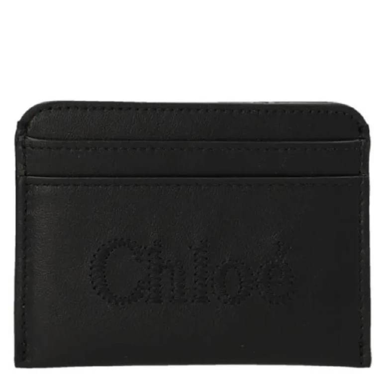 Chloe Embroidered Logo Sense Card Holder In Soft Leather