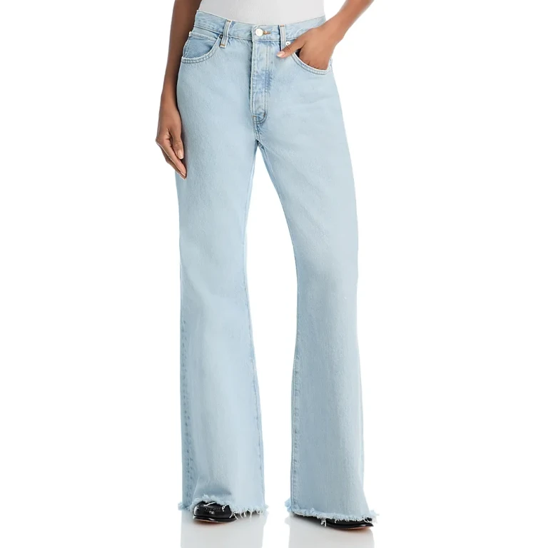 Frame The Lax High Rise Flare Jeans in Wisp Raw Fray