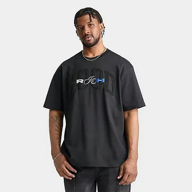 Hoodrich Men's Merit V2 Oversized T-Shirt in Black/Palace Blue Size: Small