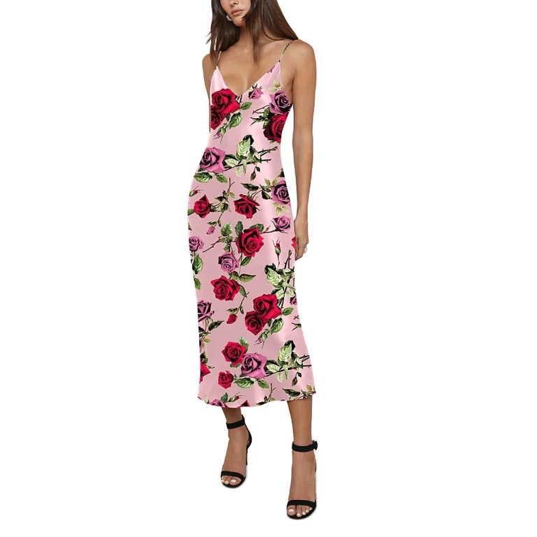 L'Agence Seridie Silk Midi Slip Dress