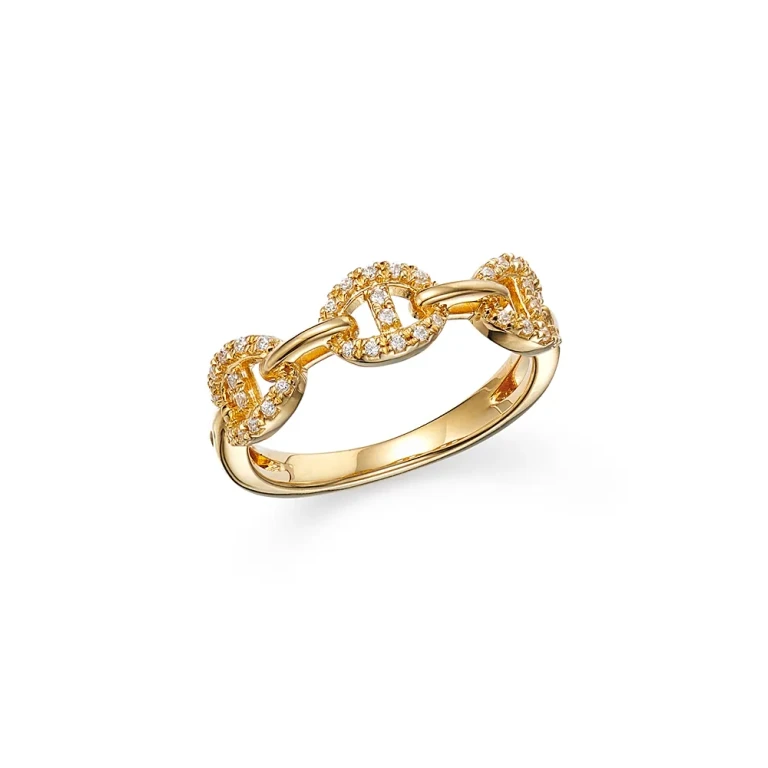 Diamond Interlocking Ring in 14K Yellow Gold, 0.14 tcw