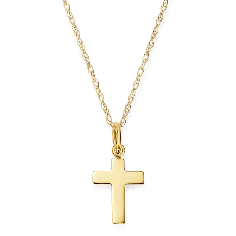 14K Yellow Gold Cross Pendant Necklace, 16-18