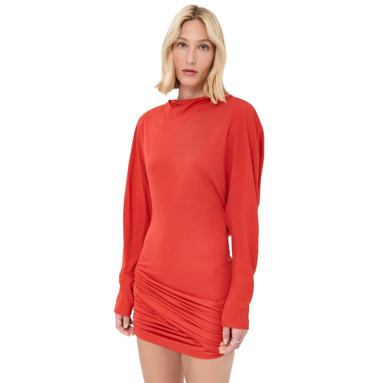 Christopher Esber Luna Draped Jersey Mini Dress Tangerine 6