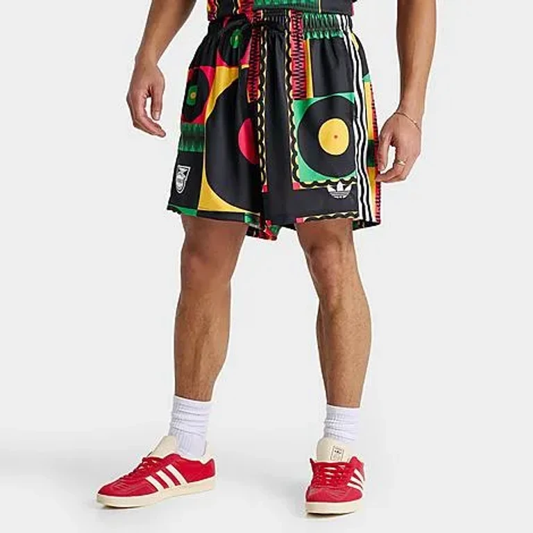 adidas Men's Originals x Bob Marley Jamaica Print Shorts in Black/Multi Size: XS
