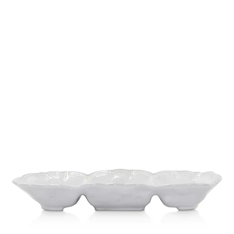 Vietri Incanto Stone White Lace Medium Three-Part Server