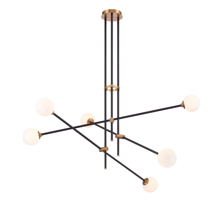 George Kovacs Cosmet 6-Light Pendant Light in Coal and Aged Brass