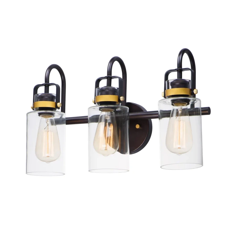 Maxim Magnolia 3-Light Bathroom Vanity Light in Bronze and Gold