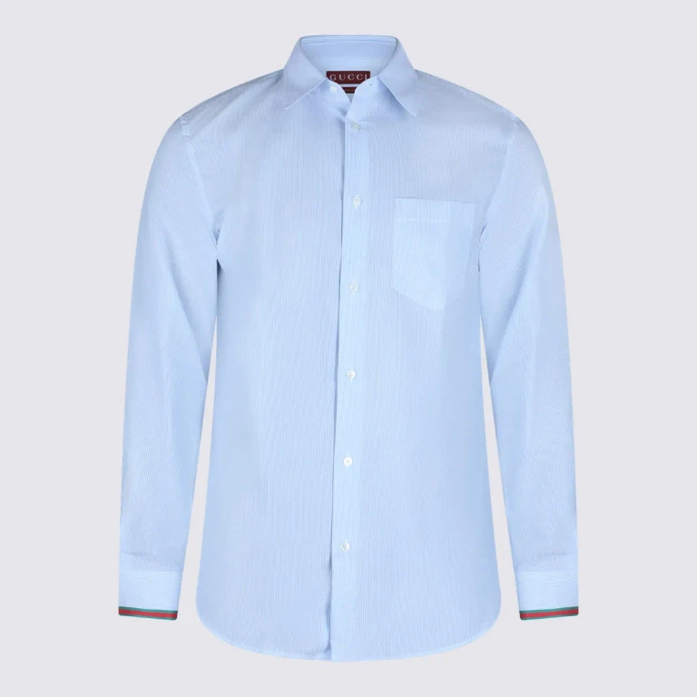 Camicia in cotone con banda Web Gucci