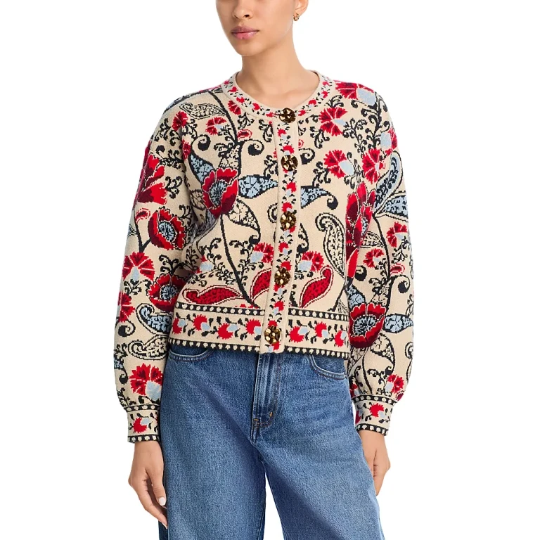 Farm Rio Francesca Sand Knit Cardigan