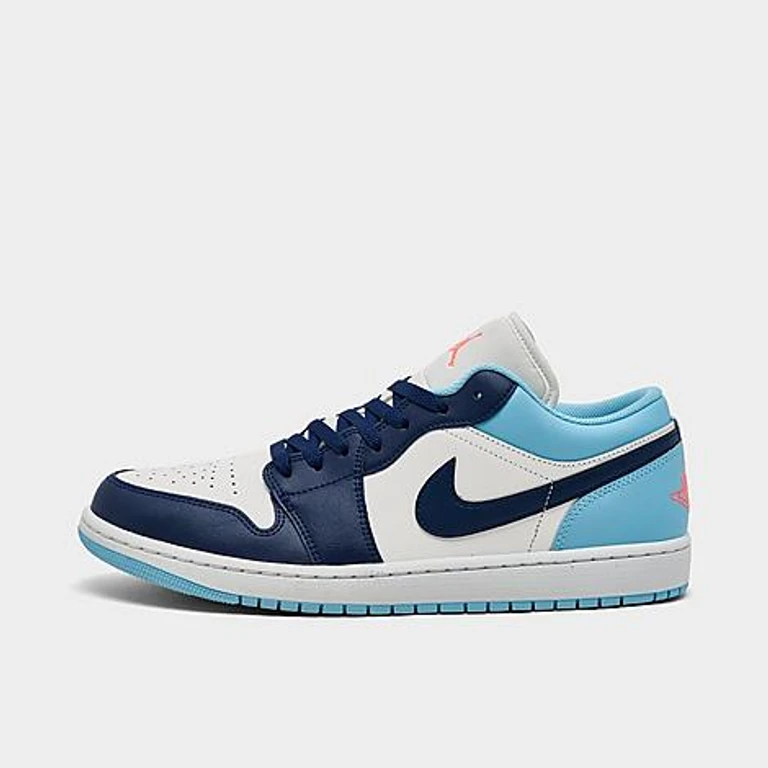 Jordan Men's Air Retro 1 Low Casual Shoes in Sail/Blue Chill/Hot Lava Size: 7.5
