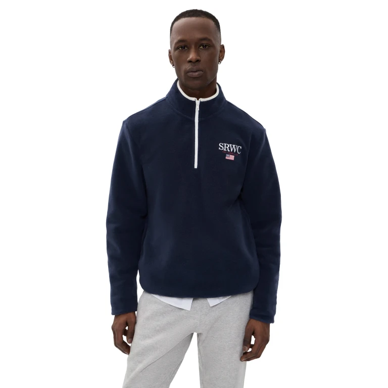Sporty & Rich Nautical Polar Quarter Zip Ecru M