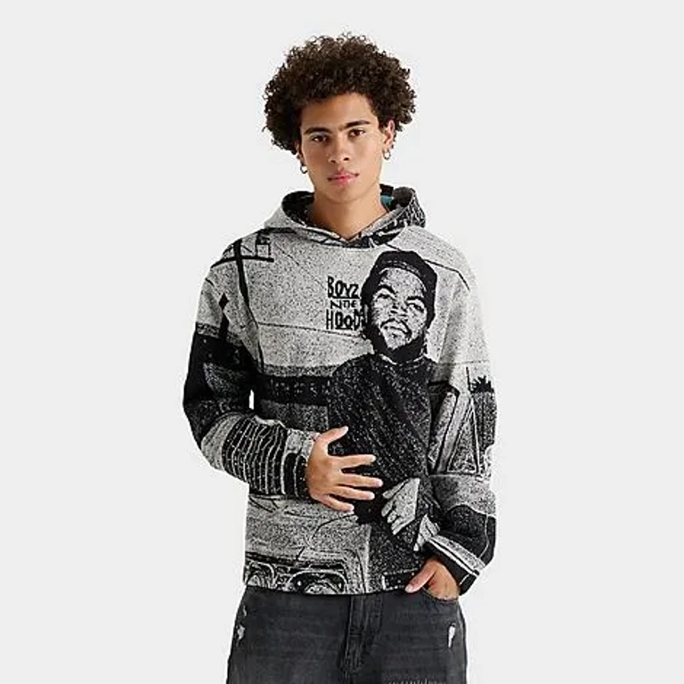 Hoodrich Men's Cruz Boyz N The Hood Tapestry Oversized Hoodie in Black/Grey Size: Small