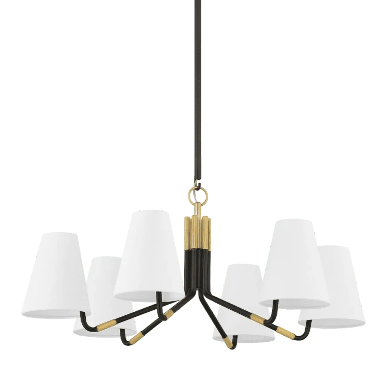Aged Brass Distressed Bronze Six Light Chandelier from the Stanwyck Collection
