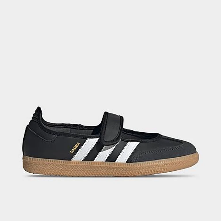 adidas Girls' Big Kids Originals Samba Jane Casual Shoes in Black/White/Gum Size: 3.5