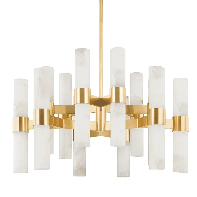 Aged Brass 24 Light Chandelier from the Stowe Collection