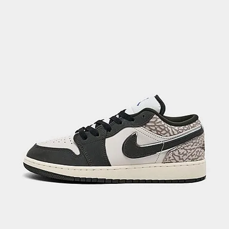 Jordan Big Kids Air Retro 1 Low OG SE Casual Shoes in Sail/Infrared/Deep Pewter Size: 3.5
