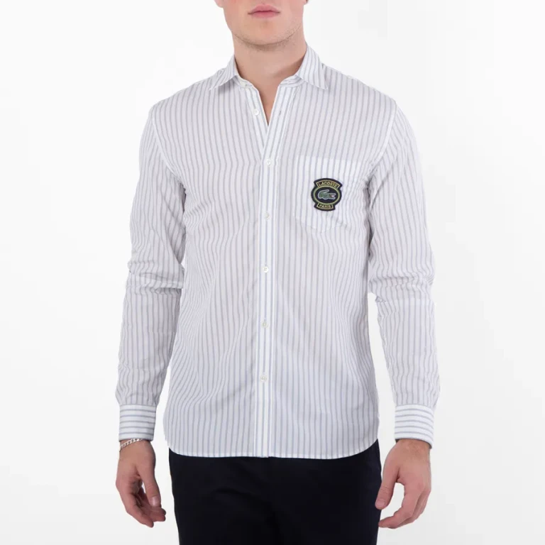 Lacoste Striped Cotton Poplin Long-Sleeve Shirt