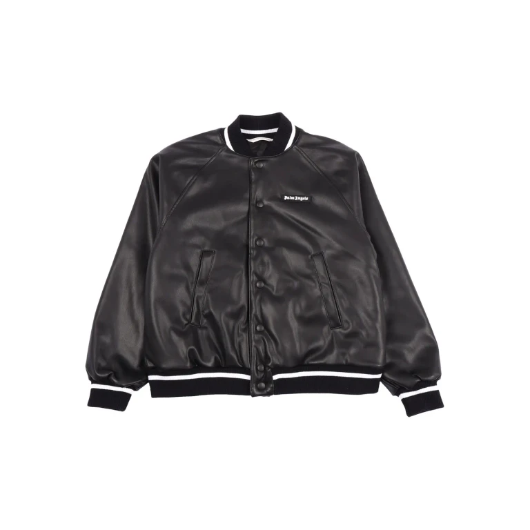 Palm Angels Curvedlogo Coated Varsityjkt Black - Off