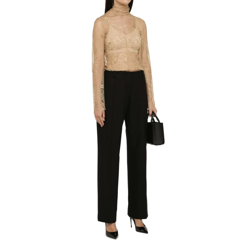 Dolce & Gabbana Blouse In Logoed Floral Lace
