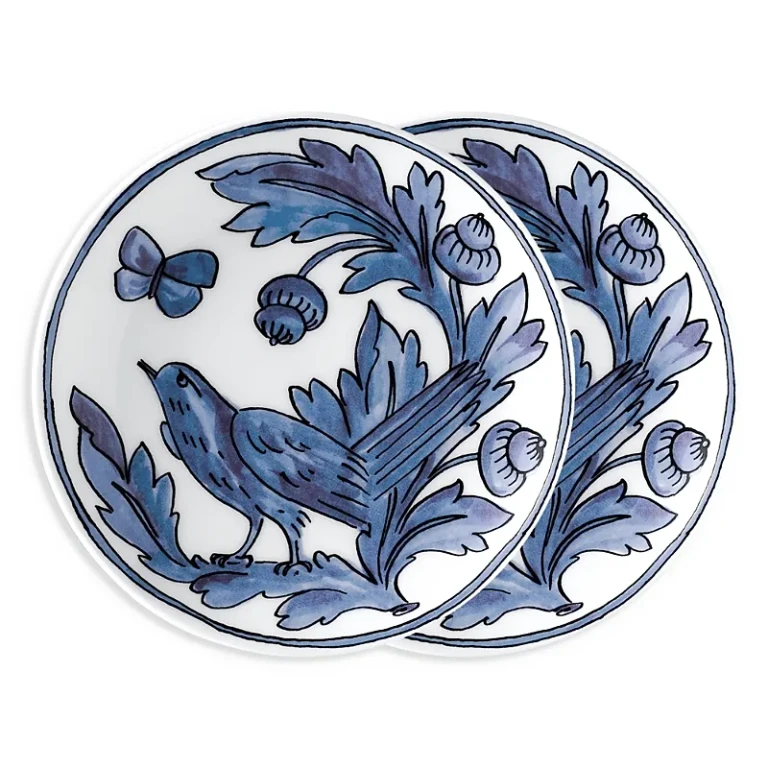 Twig New York H. Blue Bird 7 Canape Bread Plate, Set of 2