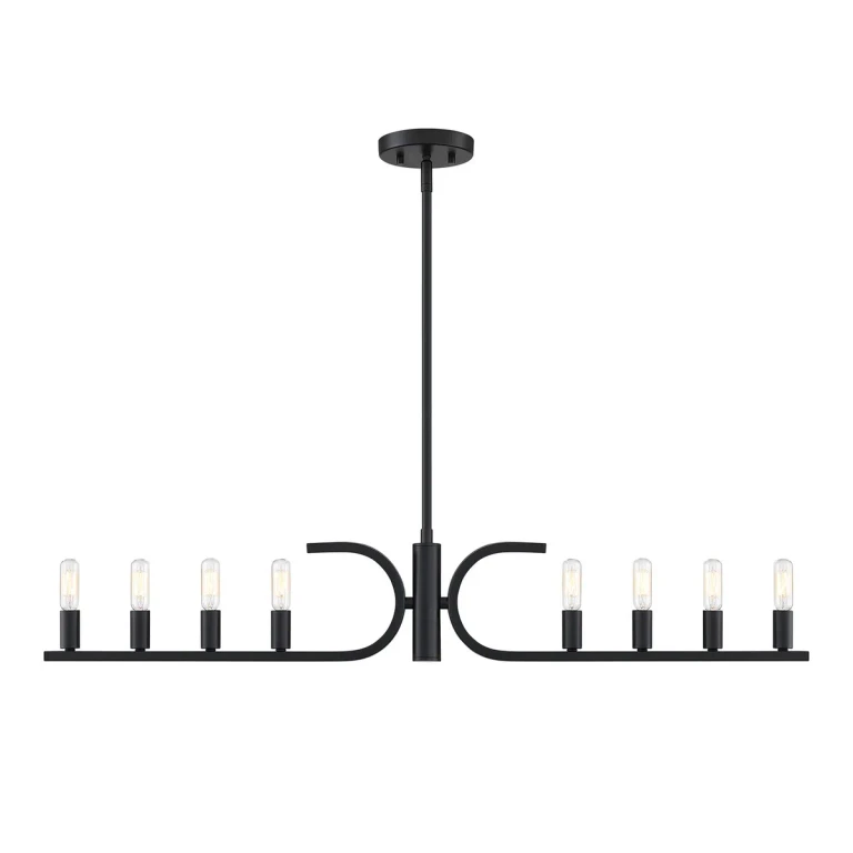 Matte Black Eight Light Island Pendant from the Skye Collection