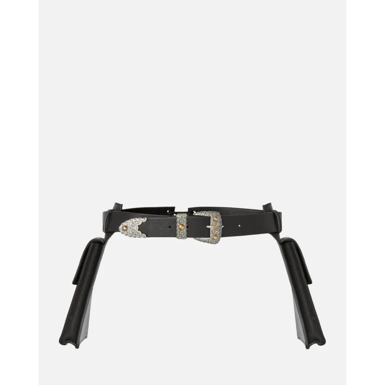 Pinko Cintura western in pelle con tasche portaoggetti 3 cm