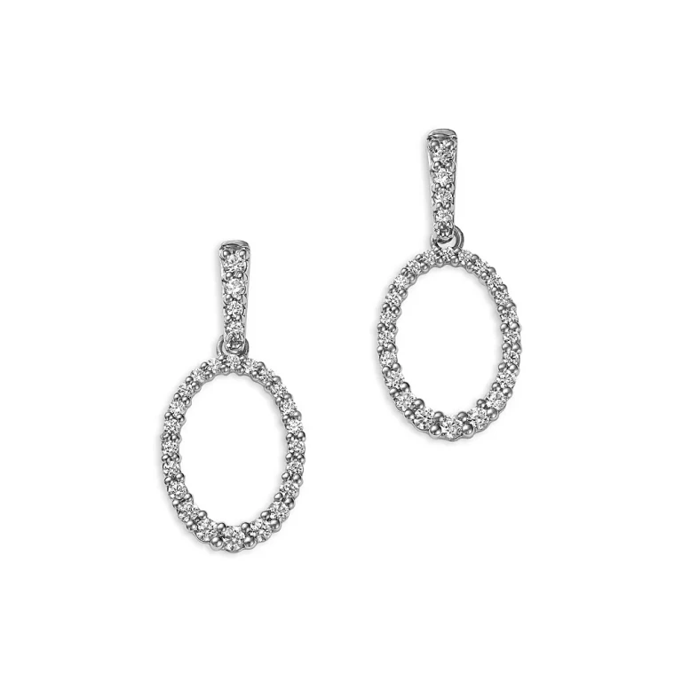 Diamond Circle Drop Earrings in 14K White Gold, 0.50 tcw