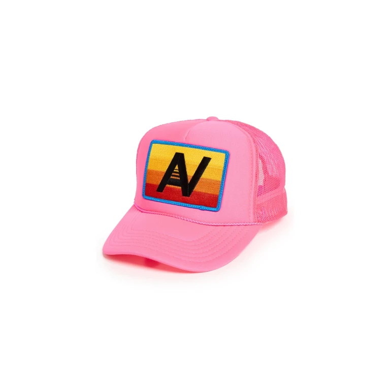 Aviator Nation Logo Rainbow Vintage Low Rise Trucker Hat Neon Pink One Size