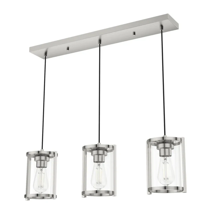 Polished Nickel Three Light Linear Cluster from the Astwood Collection