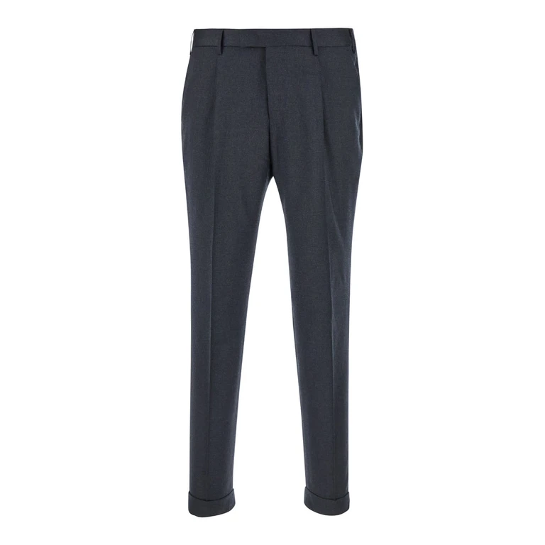 PT Torino Grey Slim Pants With Concealed Closure In Fabric Man