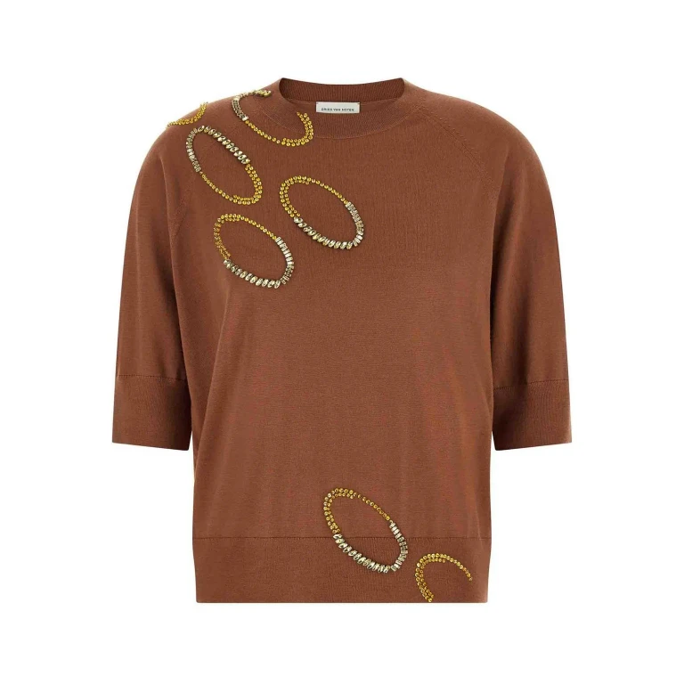 Dries Van Noten Pull Col Rond - Marron