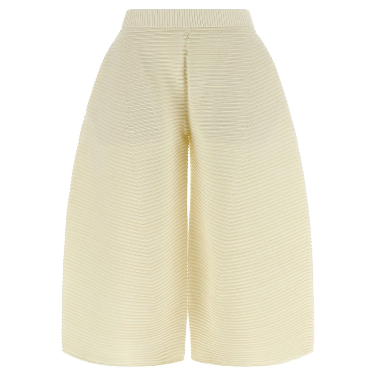 Issey Miyake Corrugated Knit Pants White Polyester Nylon Pi - Women