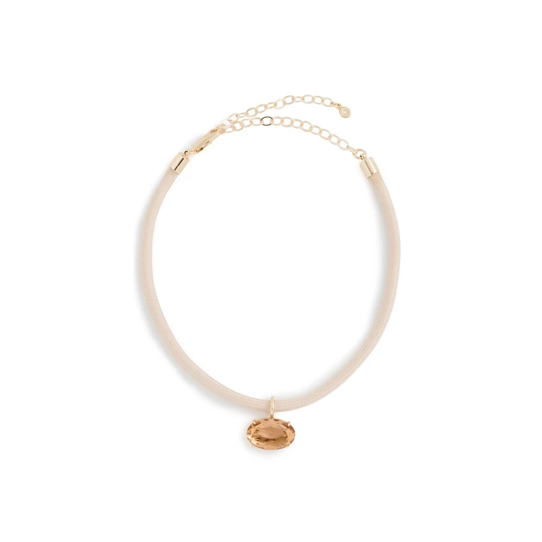 Ettika Oval Pendant Cord Necklace Cream One Size