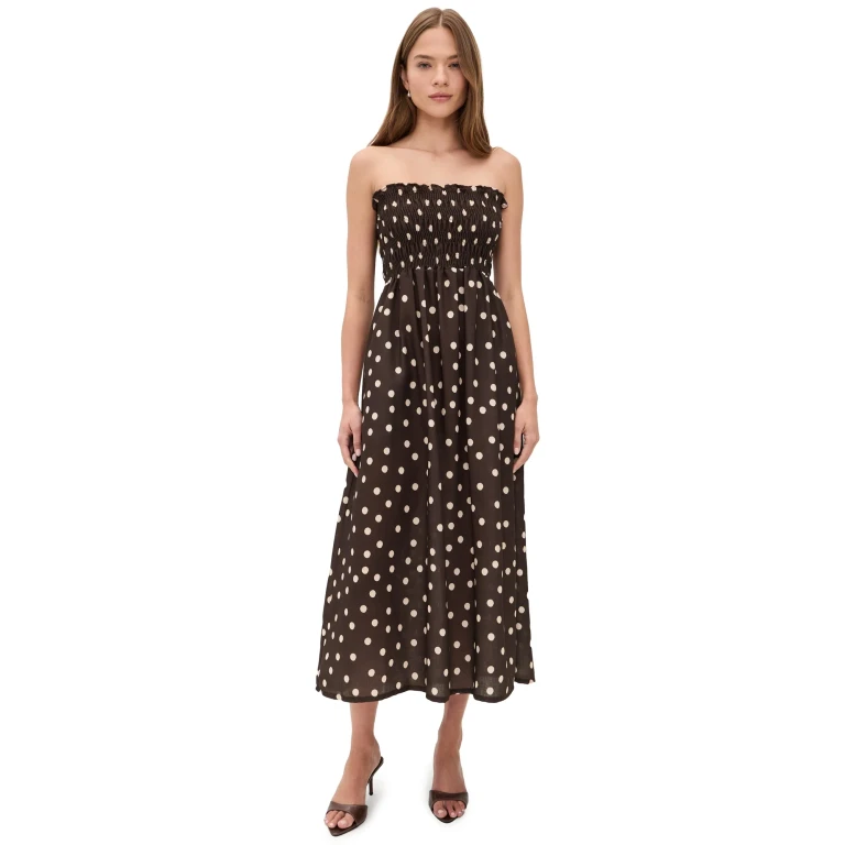 The Lulo Project The Drift Dress Polka Dots Brown XL