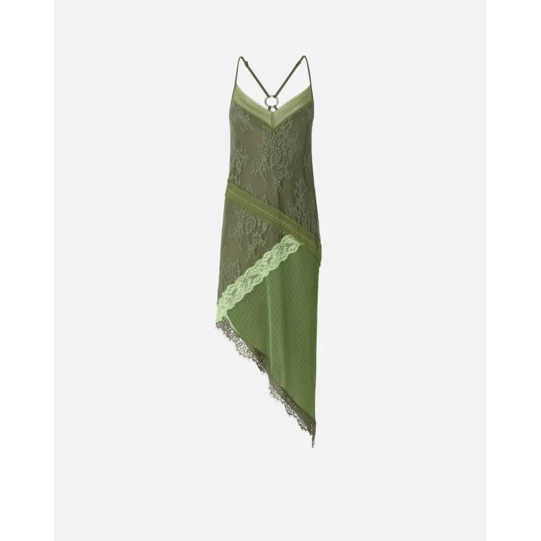 Pinko - Robe courte asymétrique en dentelle effet patchwork - 36