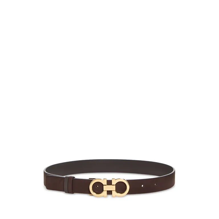 Ferragamo Women's Double Gancini Leather & Suede Reversible Belt