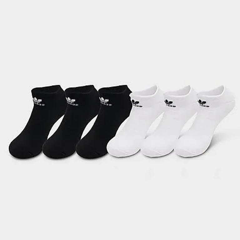adidas Originals Trefoil No-Show Socks (6-Pack) in Black/White Size: Large