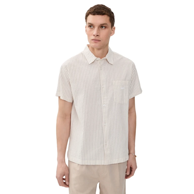 Obey Seersucker Collared Shirt Unbleached Multi M