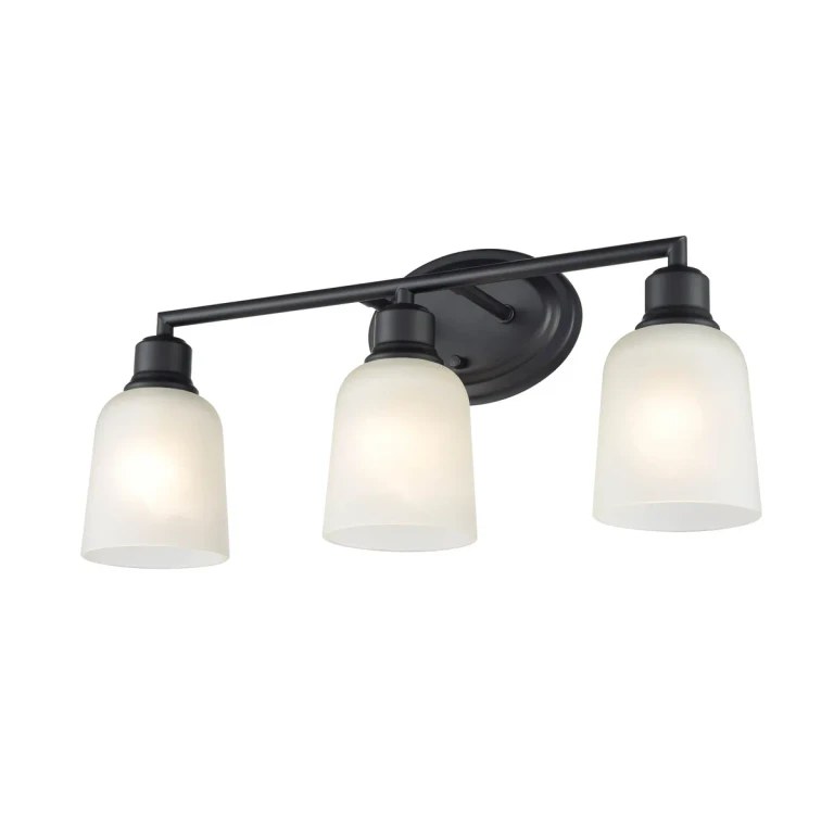 Matte Black Three Light Vanity from the Amberle Collection